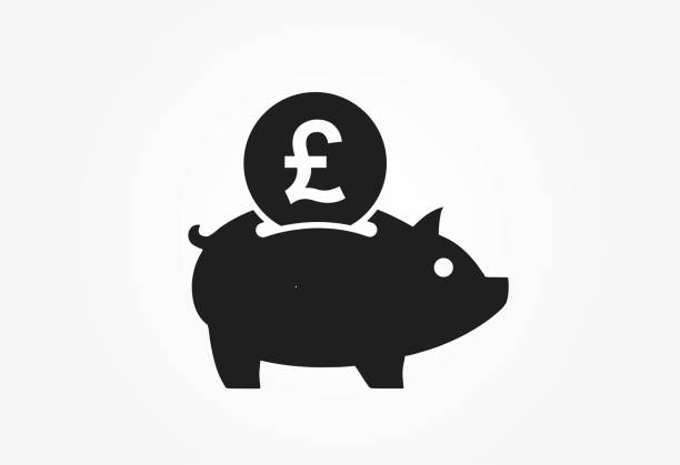 save pound sterling icon. british money piggy bank. banking and finance symbol vector art illustration