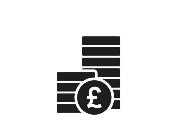 ilustrações de stock, clip art, desenhos animados e ícones de pile of british pound sterling coins icon. vector finance and money symbol - pound symbol british currency currency sign