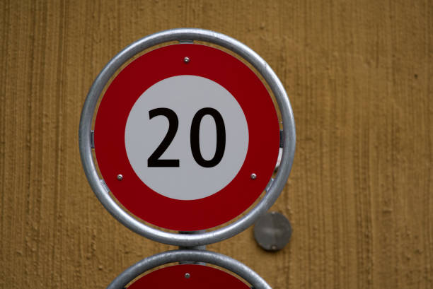 istock Road sign speed limit 20 kilometers per hour. 1317456291