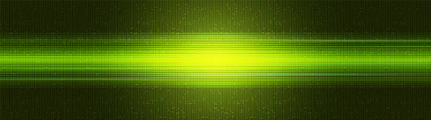 パノラマグリーンスピードライト技術の背景、ハイテクデジタルとサウンドウェーブコンセプトデザイン、テキストを入れて自由空間、ベクトルのイラスト。 - green background wave abstract light点のイラスト素材／クリップアート素材／マンガ素材／アイコン素材