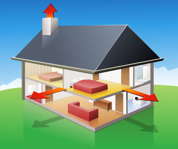 istock House with heat loss through walls and chimney 1317460733