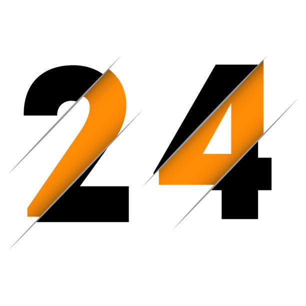 24 2 4 номер логотип дизайн с творческим cut и черный круг фон. творческий дизайн логотипа. - papery stock illustrations