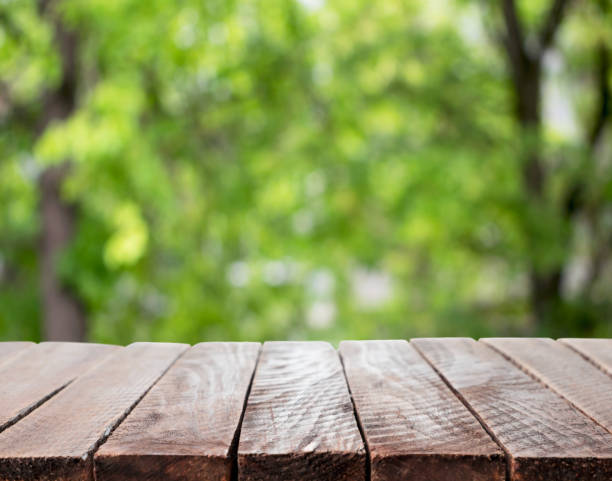 istock Table top on the background of nature. Place for object, copy space 1317462278