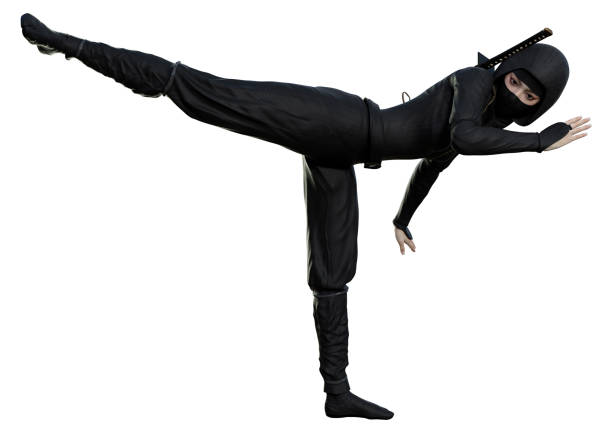 istock 3D illustration female ninja on white 1317462839