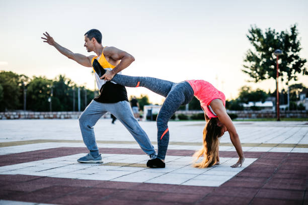 istock Couple doing acroyoga 1317462866