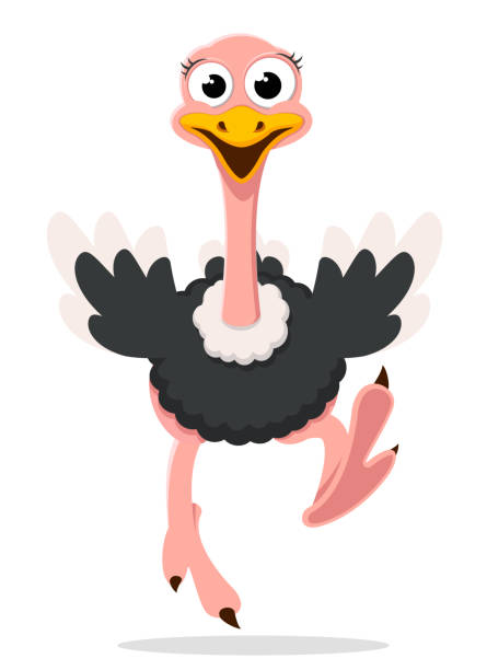 istock Ostrich runs and smiles on a white. The character 1317463186