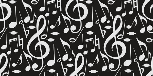 ilustrações de stock, clip art, desenhos animados e ícones de abstract background pattern with musical notes on a black background, wallpaper. seamless pattern, texture. vector image - abstract backgrounds carpet close up