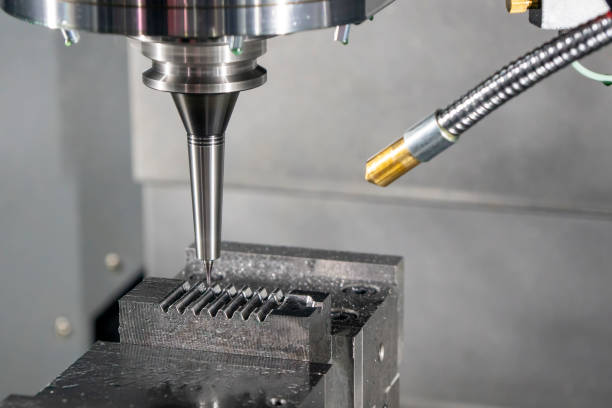 istock The  CNC  milling machine cutting  the mold parts by solid ball  end-mill tool type. 1317464485