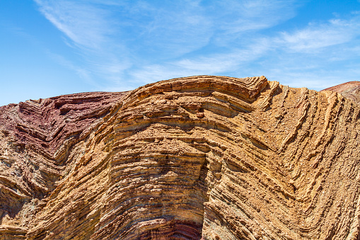 Anticline layers in a hill in the Mojave Desert near Calico Ghost Tow