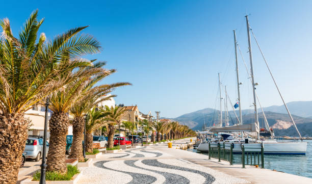 Argostoli, Kefalonia, Greece. Argostoli, Kefalonia, Greece. Promenade of Argostoli town, Kefalonia Island, Greece. kefalonia stock pictures, royalty-free photos & images
