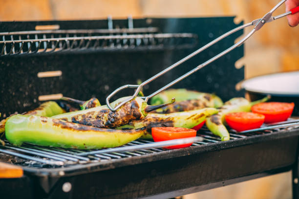 Close-Up Barbecued Peppers