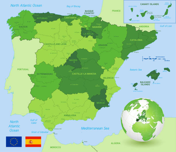스페인의 지도 - murcia stock illustrations