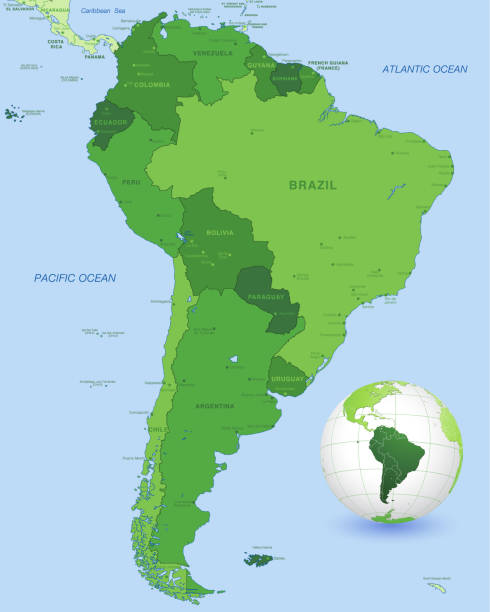 ilustrações de stock, clip art, desenhos animados e ícones de map of latin america - argentina map chile cartography