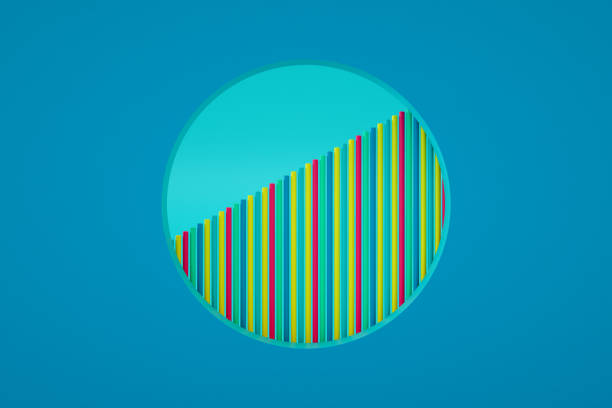 3d rendering of multi color Bar Graph background.