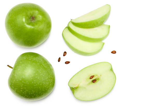 istock green apple with slices isolated on a white background. top view. clipping path 1317469002
