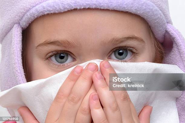 Blowing Nose Stock Photo - Download Image Now - Blowing, Child, Close-up
