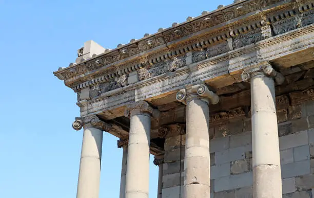 Photo of Amazing Exterior of Temple of Garni, pre-Christian Temple Dedicated to the Sun God Mihr, Historic Place in Kotayk Province, Armenia