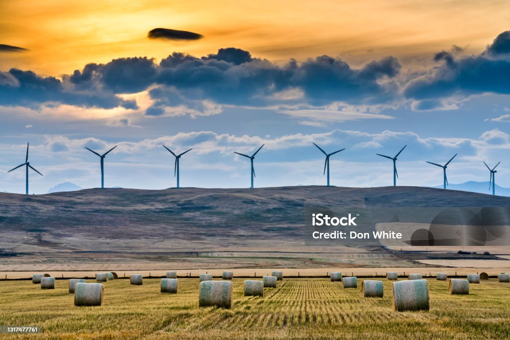 Alberta Canada countryside Windfarm in rural Alberta Canada Canada Stock Photo