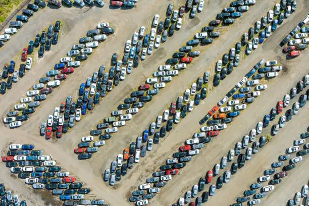 Photo of Auction lot on car distributed in used cars terminal parked