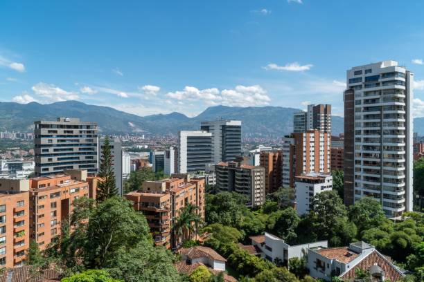 istock Panoramic landscape with buildings and blue sky. 1317489701