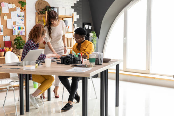 istock Three female coworkers reviewing ideas for a project they are working on 1317492957