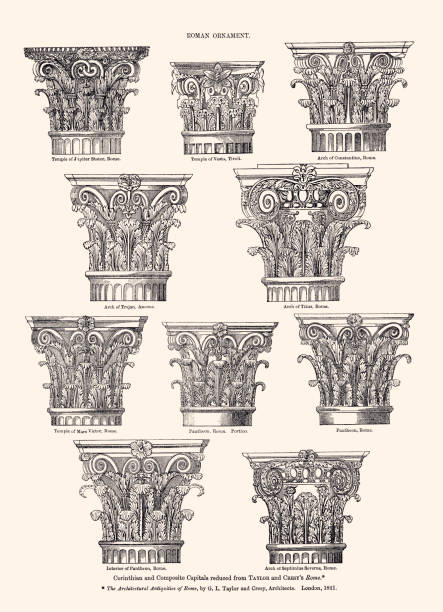 로마 장식 (세부 사항이 많은 xxxl) - corinthian stock illustrations