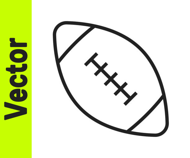 ilustraciones, imágenes clip art, dibujos animados e iconos de stock de icono de la pelota de fútbol americano de línea negra aislado en el fondo blanco. icono de la pelota de rugby. símbolo del juego deportivo por equipos. vector - american football playing touchdown team sport