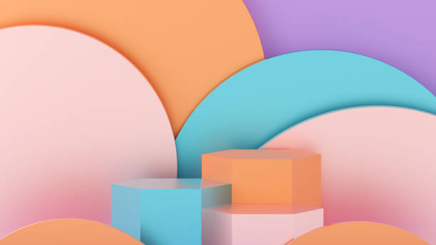 istock Three hexagons forming a pedestal to showcase products. 3D Illustration. 1317496545