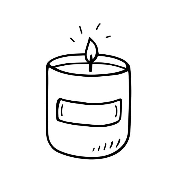 brennende aromakerze in einem glas isoliert auf weißem hintergrund - wellness kerzen stock-grafiken, -clipart, -cartoons und -symbole