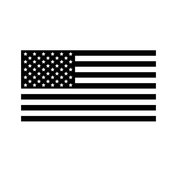 vektor flach schwarz die amerikanische flagge der usa - american flag stock-grafiken, -clipart, -cartoons und -symbole