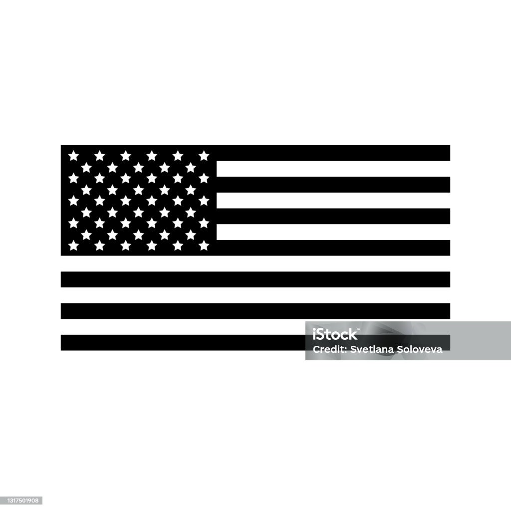 向量平黑色美國國旗 - 免版稅美國國旗圖庫向量圖形