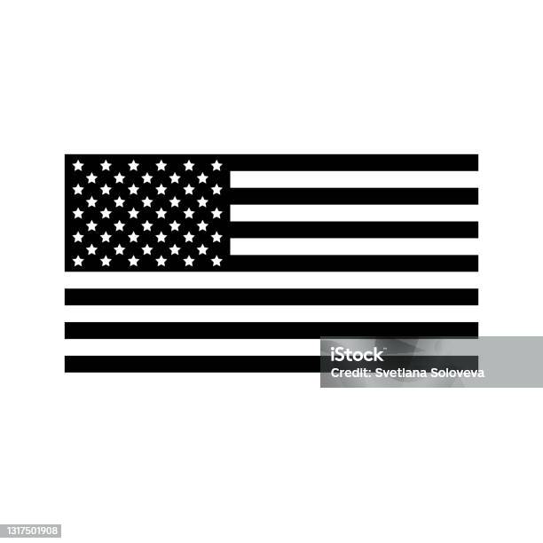 向量平黑色美國國旗向量圖形及更多美國國旗圖片 - 美國國旗, 矢量圖, 外型