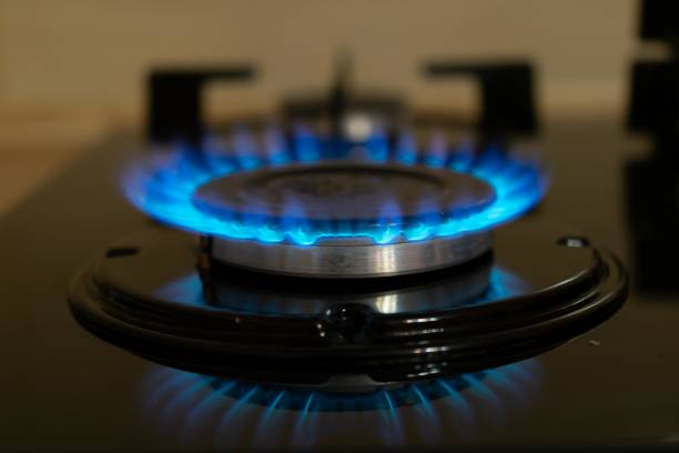 istock stove gas burner. blue flame. 1317504285