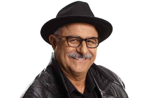 istock Smiling mature man with a hat and leather coat 1317507523