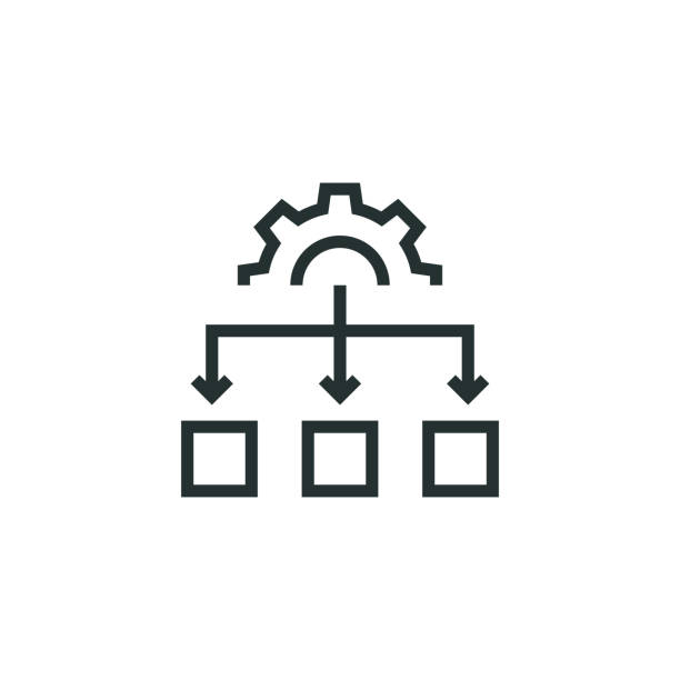 значок линии автоматизации рабочего процесса - organization chart stock illustrations