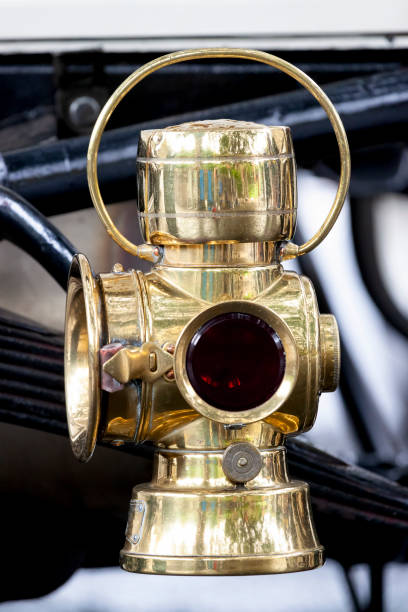 istock Old Paraffin oil car lamp, side view, copy space 1317516629