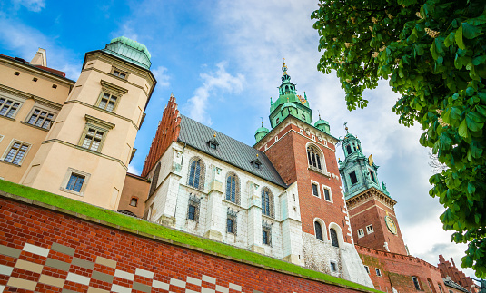 Cathedral of St Stanislaw and St Vaclav and beautiful Wawel castle in Krakow Poland.