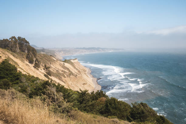 schöne küstenansicht von point reyes national seashore in kalifornien - point reyes national seashore northern california beach california stock-fotos und bilder