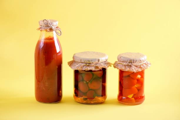 istock Pickled red pepper snacks - pizza sauce, cherry pepper with soft cheese and hot cherry pepper. 1317524978