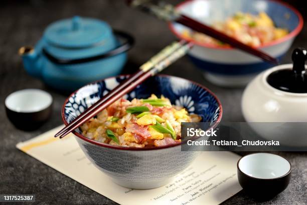 Asian Fried Rice With Bacon And Egg Stock Photo - Download Image Now - Fried Rice, Bacon, Egg - Food