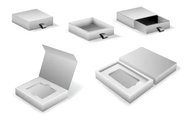 Vector illustration of realistic cardboard sliding box