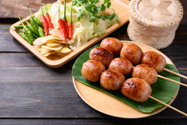istock Thai sausage or Isan sausage (grilled fermented rice with minced pork) 1317527464