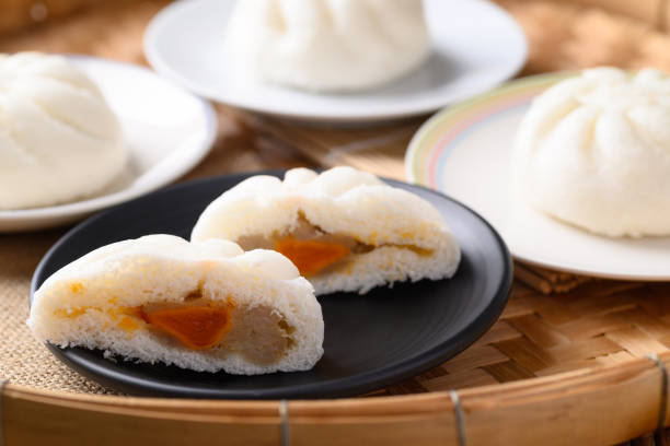 istock Steamed bun stuffed with minced pork and salted egg yolk 1317527563