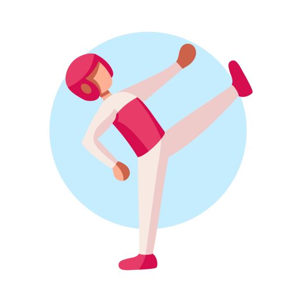 Isolated athlete character icon practicing judo Isolated athlete character icon practicing judo Vector japanese boy uniform cartoon stock illustrations