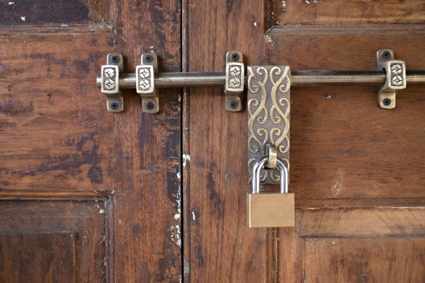 istock Close-up of a bronze locked pad. 1317537868