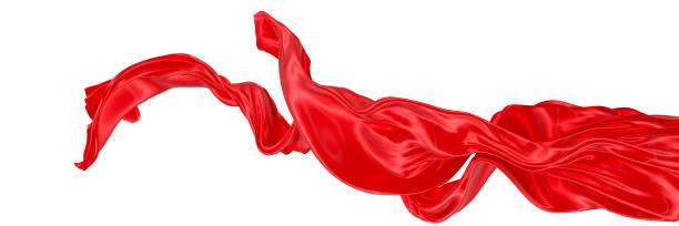 istock Beautiful flowing fabric of red wavy silk or satin. 3d rendering image. 1317539363