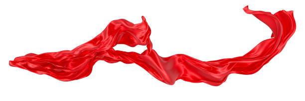 istock Beautiful flowing fabric of red wavy silk or satin. 3d rendering image. 1317539364