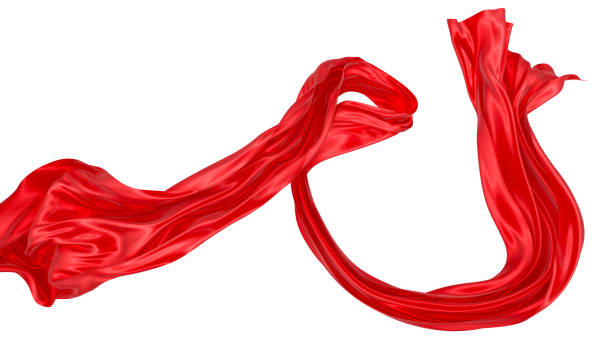 istock Beautiful flowing fabric of red wavy silk or satin. 3d rendering image. 1317540118