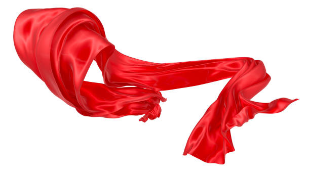 istock Beautiful flowing fabric of red wavy silk or satin. 3d rendering image. 1317540124