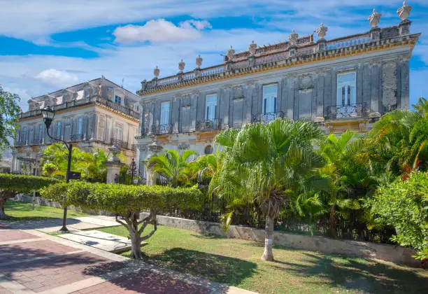 Central Avenue Paseo de Montejo in Merida with local museums, restaurants, monuments and tourist attractions.